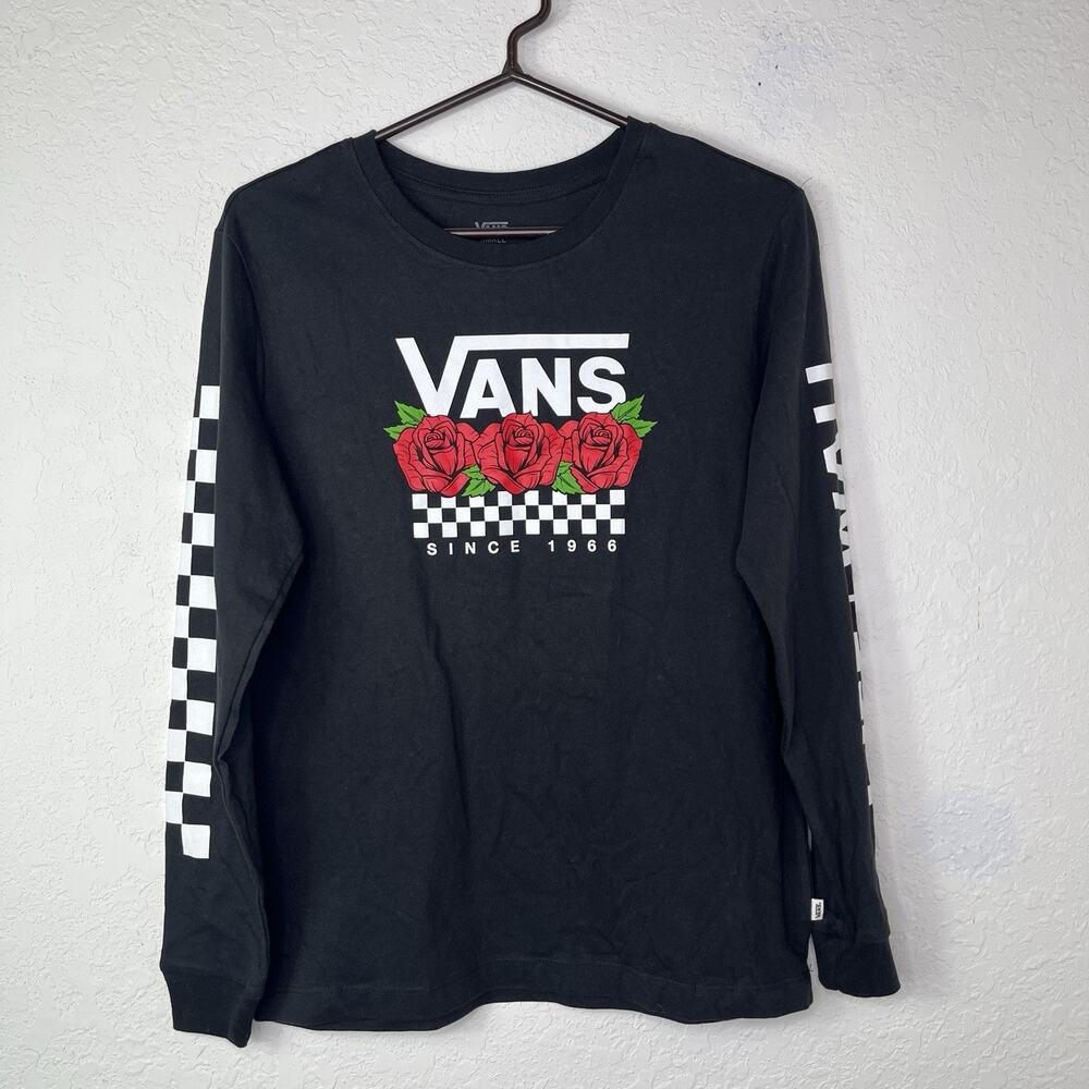 Vans Of The Wall Long Sleeve Printed Tee Size S, black, crew neck, street wear
